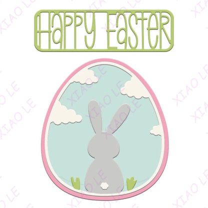 Happy Easter Egg 2026 New Flowers Metal Cutting Dies Scrapbook Diary Decoration Stencil Embossing Template DIY Greeting