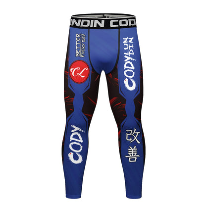 Cody Lundin Men's Digital Print Pop Culture Tights High Elasticity Quick Dry MMA BJJ Muay Thai Fighting Compression Leggings